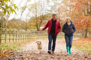 Couple walking and talking